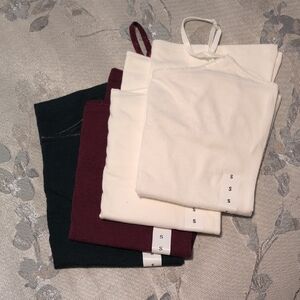 Set of 4 Small Tops in White, Burgundy, and Green